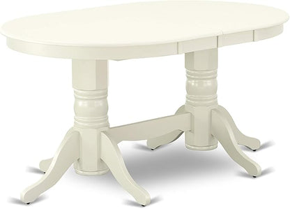 East West Furniture VAAB9-LWH-02 9 Piece Dining Room Set Includes an Oval Wooden Table with Butterfly Leaf and 8 Light Beige Linen Fabric Parson Dining Chairs, 40x76 Inch, Linen White