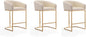 Manhattan Comfort Louvre 26 Inch Mid Century Modern Counter Height Bar Stools - Elegant Faux Leather Padded Seat, Stainless Steel Base with Footrest, Fully Assembled Barstools, Set of 3, Cream