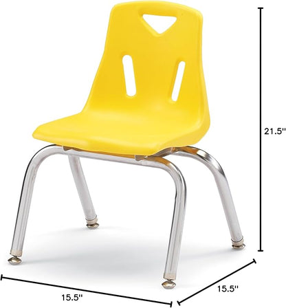 Jonti-Craft Berries 8142JC1007 Stacking Chair with Chrome-Plated Legs, 12" Height, Yellow