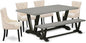 East West Furniture V697FR102-6 6 Piece Dining Table Set Contains a Rectangle Kitchen Table with V-Legs and 4 Light Beige Linen Fabric Parson Chairs with a Bench, 40x72 Inch, Multi-Color