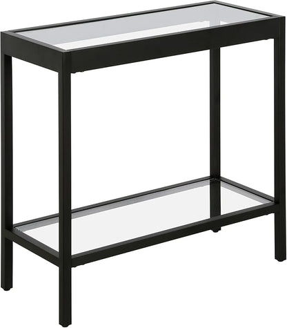 Henn&Hart 24" Wide Rectangular Rectangular Side Table in Blackened Bronze, Table for Living Room, Bedroom