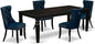 East West Furniture LGDA5-BLK-29 5 Piece Dining Set Includes a Rectangle Wooden Table with Butterfly Leaf and 4 Polyester Fabric Upholstered Chairs, 42x84 Inch, Black