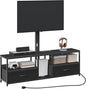 TV Stand with Mount for up to 65", Entertainment Center with Switch-Controlled Charging Station, Swivel TV Stand Mount with Fabric Drawers, for Living Room, Black TVBK154E01