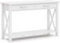 SIMPLIHOME Kitchener Console Table - 47 Inch Wide Solid Wood Sofa Table in White, Contemporary Storage Table for Entryway or Living Room with 2 Drawers, Bottom Shelf, and X-Design Side Panels