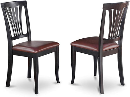 East West Furniture SUAV5-BCH-LC 5 Piece Dining Table Set for 4 Includes a Round Kitchen Table with Dropleaf & Shelves and 4 Faux Leather Dining Room Chairs, 42x42 Inch, Black & Cherry