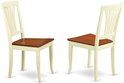 East West Furniture HLAV3-BMK-W 3 Piece Modern Dining Table Set Contains a Round Wooden Table with Pedestal and 2 Kitchen Dining Chairs, 42x42 Inch, Buttermilk & Cherry