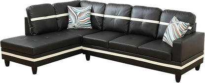 NicBex Sectional Couch 3 Pieces Sofa Set with Right Chaise PU Synthetic Leather L Shaped Cloud Couch for Living Room Furniture Sets with Storage Ottoman, Modular Sofa for Apartment, Black+White