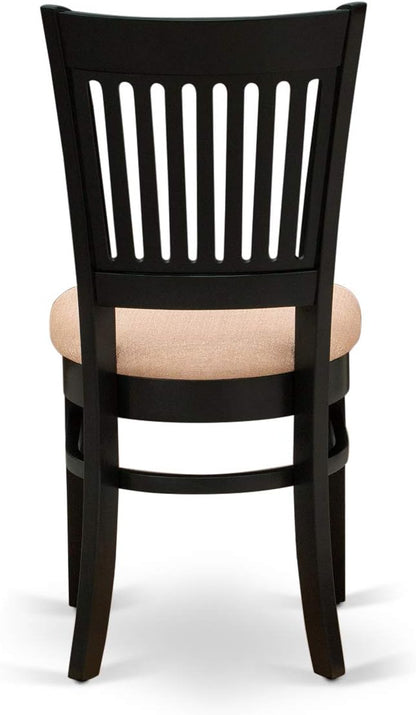 East West Furniture LGVA7-BLK-C 7 Piece Modern Dining Table Set Consist of a Rectangle Wooden Table with Butterfly Leaf and 6 Linen Fabric Kitchen Dining Chairs, 42x84 Inch, Black