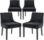COLAMY Modern Dining Chairs Set of 4, Upholstered Corduroy Accent Side Leisure Chairs with Mid Back and Wood Legs for Living Room/Dining Room-Black