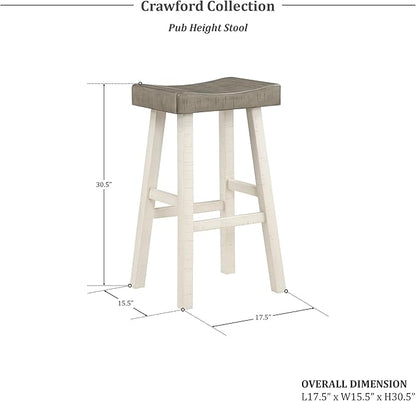 Lexicon Bar Table Set for 3, Small Kitchen Table Set Kitchen Island Table with 3 Saddle Bar Stools, 4 Piece Dining Table Set for Breakfast Nook, Living Room, Apartment, Pub Height, White/Coffee