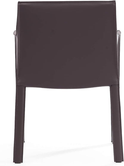Manhattan Comfort Vogue Modern Faux Leather Dining Chairs, Metal Frame, Comfortable Padded Seat, Fully Assembled Armchair Accent Furniture, Set of 1, Grey