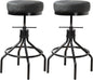 Grey Swivel Bar Stools Set of 2 Adjustable Swivel Round Barstools Modern PU Leather 28inch Industrial Backless Counter Height Stool Bar Chair for Kitchen Island (2, Grey)