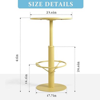 42" Tall Modern Industrial Bar Table-23.6" Dia Round Metal Top Standing Pub Cocktail Bistro Table-Indoor Outdoor Patio-Commercial Grade, Heavy Duty (Lemon-Yellow)