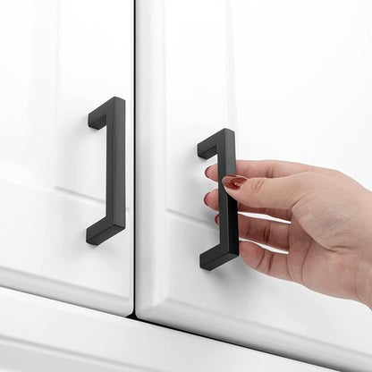 KOOFIZO 30-Pack Solid Square Bar Cabinet Handle - Black Furniture Pull, 3 Inch/76mm Screwhole Distance for Kitchen Cupboard Door, Bedroom Dresser Drawer, Bathroom Wardrobe Hardware