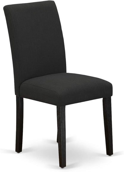 East West Furniture X677AB624-7 7 Piece Dining Set Consist of a Rectangle Dining Room Table with X-Legs and 6 Black Color Linen Fabric Upholstered Chairs, 40x72 Inch, Multi-Color