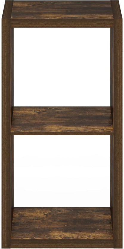 Furinno Cubicle Open Back Decorative Cube Storage Organizer, 2-Cube, Amber Pine