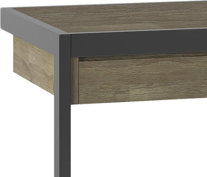 SIMPLIHOME Erina SOLID ACACIA WOOD Industrial 60 inch Wide Writing Office Desk in Distressed Grey for the Office Desk, Writing Table, Workstation and Study Table