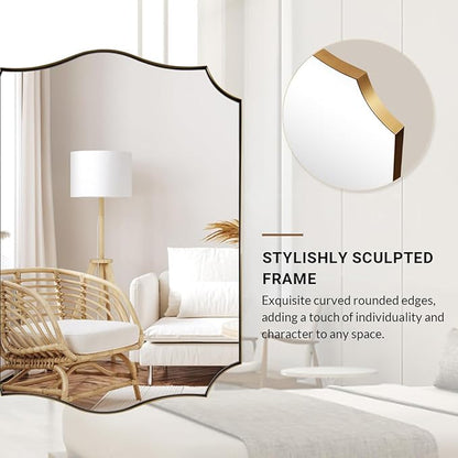ANDY STAR Bathroom Vanity Mirror, 24x36 Irregular Wall Mirror, Gold Antique Mirror for Bathroom, Asymmetrical Mirror in Anti-Rust Stainless Steel Metal Frame, Wall Mount Horizontal or Vertical