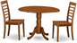 East West Furniture DLML3-SBR-W 3 Piece Kitchen Table Set for Small Spaces Contains a Round Dining Table with Dropleaf and 2 Dining Room Chairs, 42x42 Inch, Saddle Brown