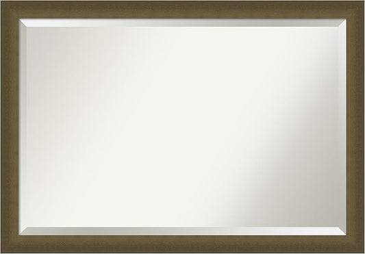 Amanti Art Bronze Bathroom Mirror for Over Sink, 28x40 Blaine Light Bronze Narrow Rectangle Vanity Mirror, Large Modern Contemporary Frame, Hangs Horizonally and Vertically, Bathroom Wall Decor