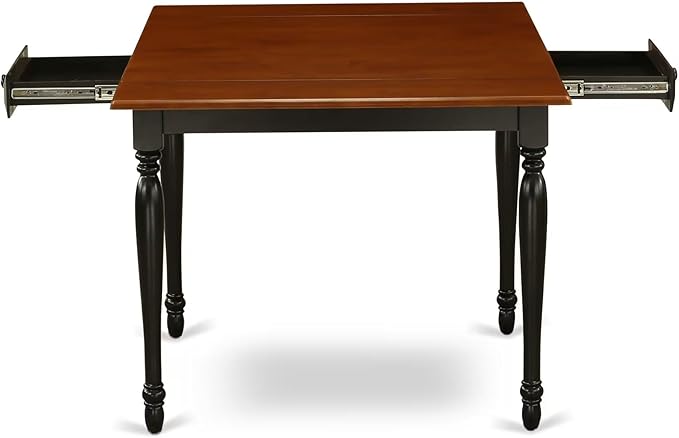 East West Furniture MZDO5-BCH-W 5 Piece Kitchen Table & Chairs Set Includes a Rectangle Dining Room Table with Dropleaf and 4 Dining Chairs, 36x54 Inch, Black & Cherry
