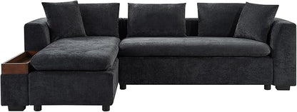 Ball & Cast Modular L-Shaped Sectional Sofa with Storage - 93.8" Chenille Fabric Couch, Deep Seating & Matching Pillows, Modern Living Room Furniture,Blue