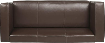 Merax Mid Century Modern 3 Seater Sofa with Birch Wood Legs, 80" Wide Smooth Upholstered Couch for Living Room, Apartment, Dark Brown
