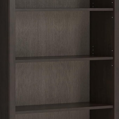 SIMPLIHOME Amherst Bookcase - 70 inch Tall 5-Shelf Solid Wood Bookshelf in Hickory Brown, Transitional Storage for Living Room, Study Room or Office with Adjustable Shelves and Tapered Legs