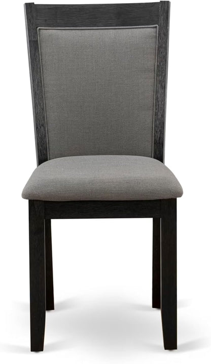 East West Furniture V677MZ650-6 6 Piece Dining Set Contains a Rectangle Dining Room Table with V-Legs and 4 Dark Gotham Grey Linen Fabric Parson Chairs with a Bench, 40x72 Inch, Multi-Color