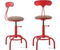 Topower Home Kitchen Stool, Industrial Counter Stool, Height Adjustable Swivel Bar Stools Indoor House Design with Iron Backrest Antique Red Set of 2