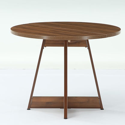 LITTLE TREE 39 Inches Round Dining Table for 2-4, Farmhouse Circle Kitchen Table for Dining Room, Wooden Dinner Table with Heavy Duty Pedestal, Small Bistro Table for Restaurant, Brown