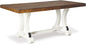 Signature Design by Ashley Valebeck Farmhouse Rectangular Extension Dining Table, Fits up to 8, White & Brown