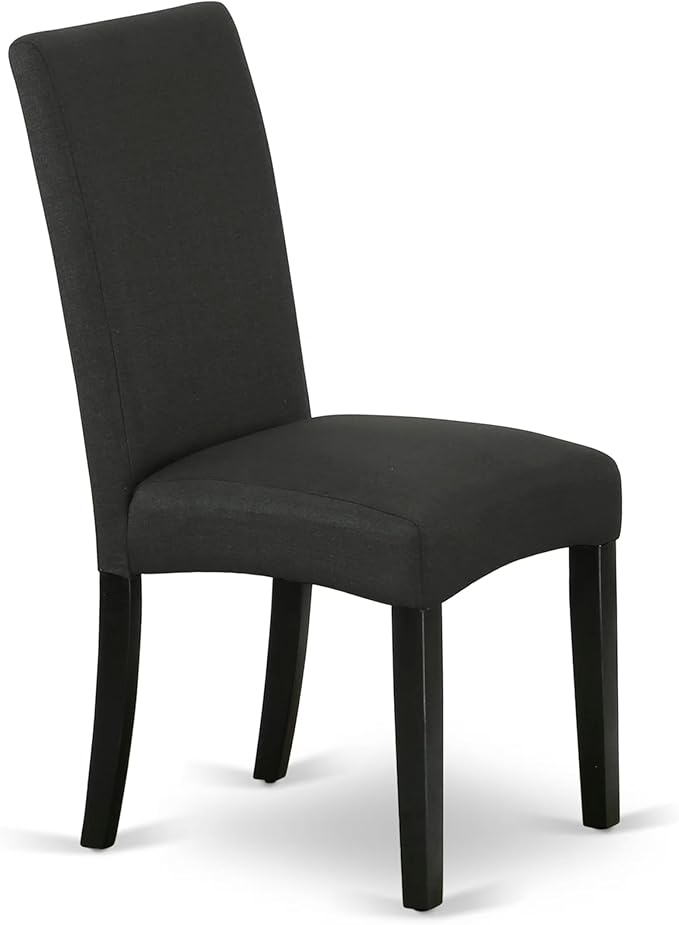 East West Furniture V697DR124-7 7 Piece Modern Dining Table Set Consist of a Rectangle Wooden Table with V-Legs and 6 Black Color Linen Fabric Parsons Dining Chairs, 40x72 Inch, Multi-Color