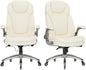 Executive Office Chair-Ergonomic Computer Desk Chair, High Back Leather Chair Swivel Home Office Chair with Upgraded Casters-Ivory, Set of 2