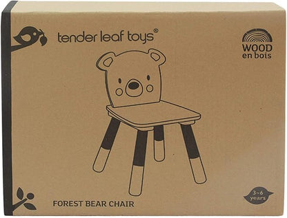 Tender Leaf Toys - Forest Table and Chairs Collections - Adorable Kids Size Art Play Game Table and Chairs - Made with Premium Materials and Craftsmanship for Children 3+ (Forest Bear Chair)