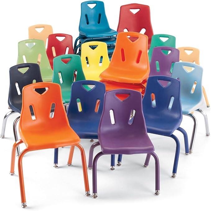 Jonti-Craft Berries 8146JC1008 Stacking Chair with Chrome-Plated Legs, 16" Height, Red