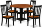 East West Furniture SUAN5-BCH-W 5 Piece Dining Set Includes a Round Dining Room Table with Dropleaf & Shelves and 4 Wood Seat Chairs, 42x42 Inch, Black & Cherry