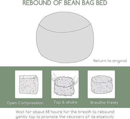 HIGOGOGO Giant Bean Bag Chair Bed for Adults,Convertible Beanbag Folds from Lazy Chair to Floor Mattress Bed,Large Floor Sofa Couch with High-Density Foam Filling, Machine Washable