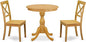 East West Furniture ESBO3-OAK-W 3 Piece Dining Set Contains a Round Dining Room Table with Pedestal and 2 Wood Seat Chairs, 30x30 Inch, Oak
