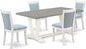 East West Furniture V097MZ015-5 5 Piece Kitchen Table Set for 4 Includes a Rectangle Dining Table with V-Legs and 4 Baby Blue Linen Fabric Parson Dining Chairs, 40x72 Inch, Multi-Color