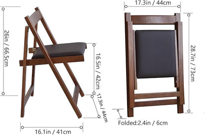 Walnut Round Folding Dining Table with 6 Chairs, Walnut Solid Wood Folding Chair Set of 2, Space Saving Foldable Dining Table with 6 Chairs