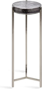 Kate and Laurel Aguilar Modern Drink Table, 9 x 9 x 23, Silver with Tinted Glass, Detailed Glass Accent Table for Small Spaces