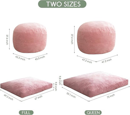 HIGOGOGO Giant Bean Bag Chair Bed for Adults,Convertible Beanbag Folds from Lazy Chair to Floor Mattress Bed,Large Floor Sofa Couch with High-Density Foam Filling, Machine Washable