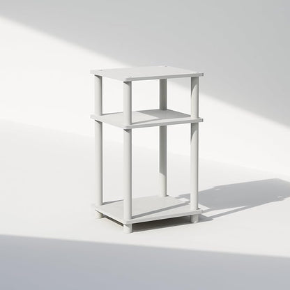 Furinno Just 3-Tier Turn-N-Tube End Table, 1-Pack, White/White