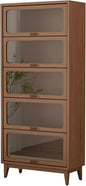 Solid Wood bookcase 5 Tier with Tempered Glass Flip-Up doors, 72Hx13.7Dx32W"Bookshelves Finish Cube Storage Organizer,Bookshelf Versatile Pantry Cabinet with Storage for Kitchen Home Office