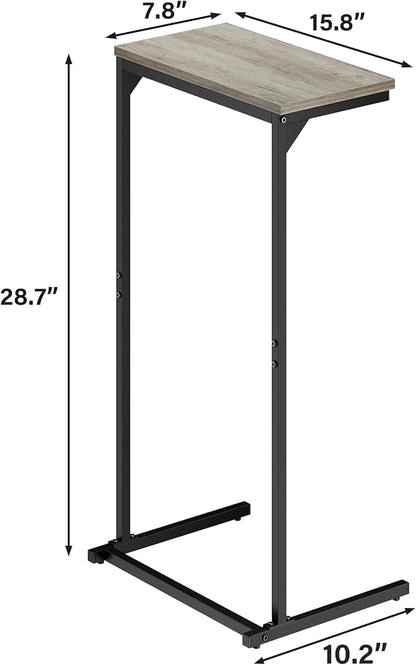 TUTOTAK C Shaped End Table, Small Side Table, 28.7 inch Tall Couch Table, Sofa Table, Living Room, Bed Room, Greige TB01BG071