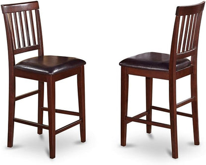 East West Furniture EDVN3-MAH-LC 3 Piece Counter Height Dining Set Contains a Round Dining Room Table with Pedestal and 2 Faux Leather Upholstered Chairs, 30x30 Inch, Mahogany