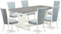 East West Furniture V097VE215-7 7 Piece Dining Table Set Consist of a Rectangle Dining Room Table with V-Legs and 6 Baby Blue Linen Fabric Upholstered Chairs, 40x72 Inch, Multi-Color