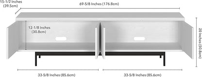 Henn&Hart Whitman, 70'' Rectangular TV Stand, White