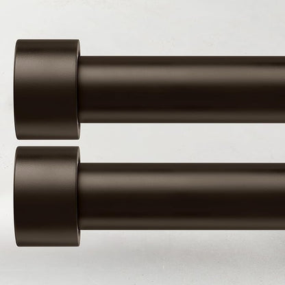 2 Pack Curtain Rods for Windows 72 to 144 Inch, 1 Inch Bronze Curtain Rods Set, Adjustable Heavy Duty Curtain Rod, Outdoor Curtain Rods for Patio Bedroom, Drapery Rods with End Cap, Size 32"- 150"